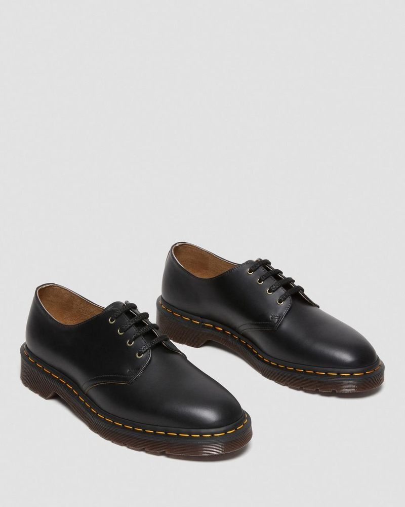 Black Dr Martens Smiths Vintage Smooth Leather Dress Shoes (Valentine Smooth) Shoes | WM31-Z5YC