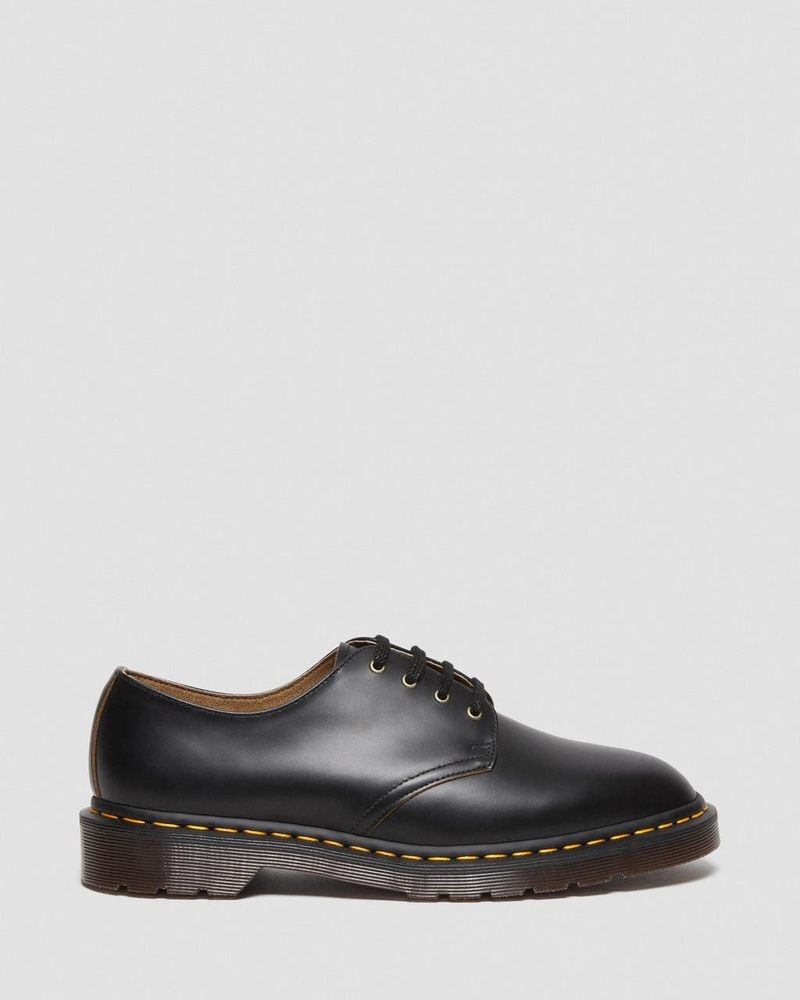 Black Dr Martens Smiths Vintage Smooth Leather Dress Shoes (Valentine Smooth) Shoes | WM31-Z5YC