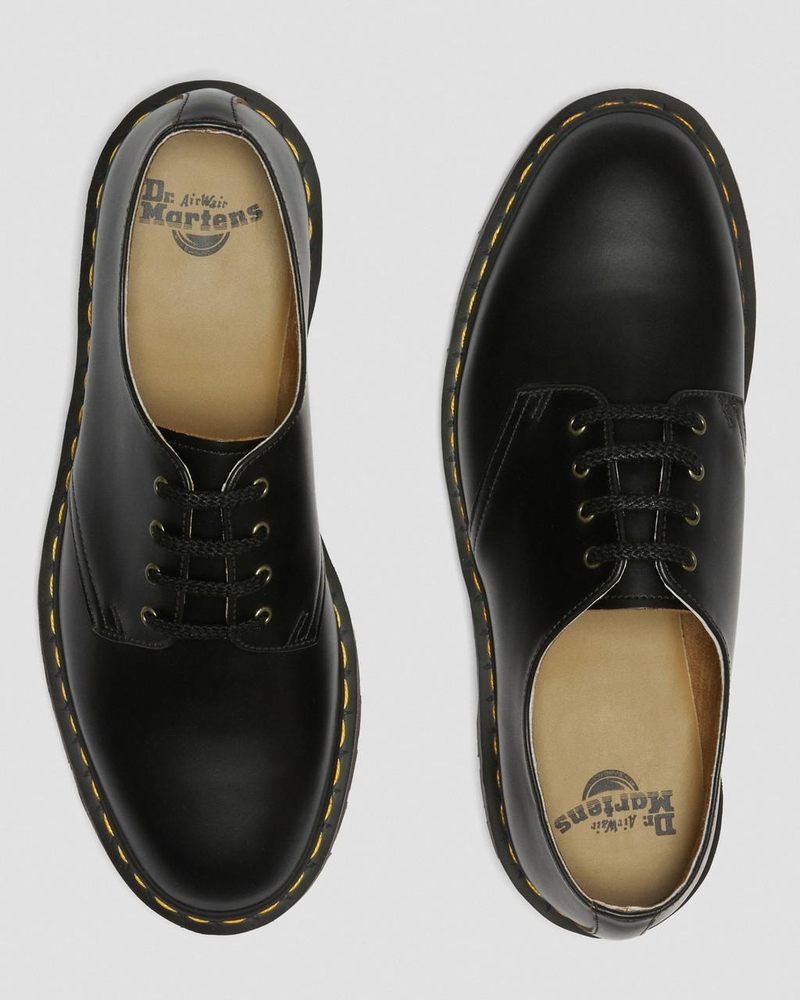 Black Dr Martens Smiths Vintage Smooth Leather Dress Shoes (Valentine Smooth) Shoes | WM31-Z5YC