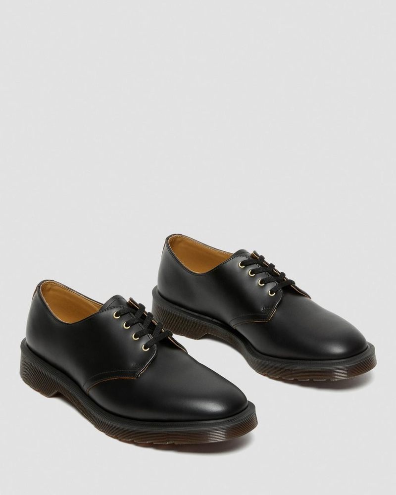 Black Dr Martens Smiths Vintage Smooth Leather Dress Shoes (Valentine Smooth) Shoes | SN37-V6KK