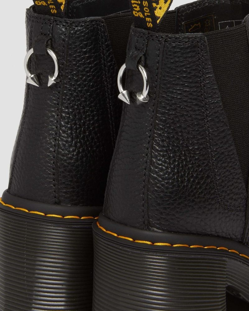 Black Dr Martens Spence Piercing Leather Flared Heel Chelsea Boots (Milled Nappa) Platforms Boots | JO08-H5EV