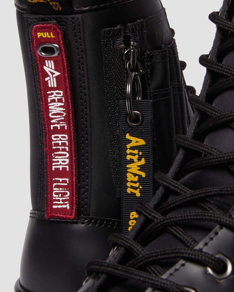 Black Dr Martens Tarik Alpha Industries Leather & Nylon Utility Boots Boots | NS26-D5LA