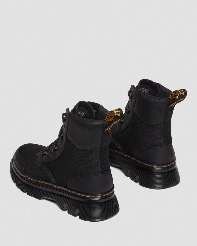 Black Dr Martens Tarik Leather & Nylon Utility Boots (Waxed Full Grain+Hydro+ Recycled Nylon Ripstop) Boots | ON55-O2GS