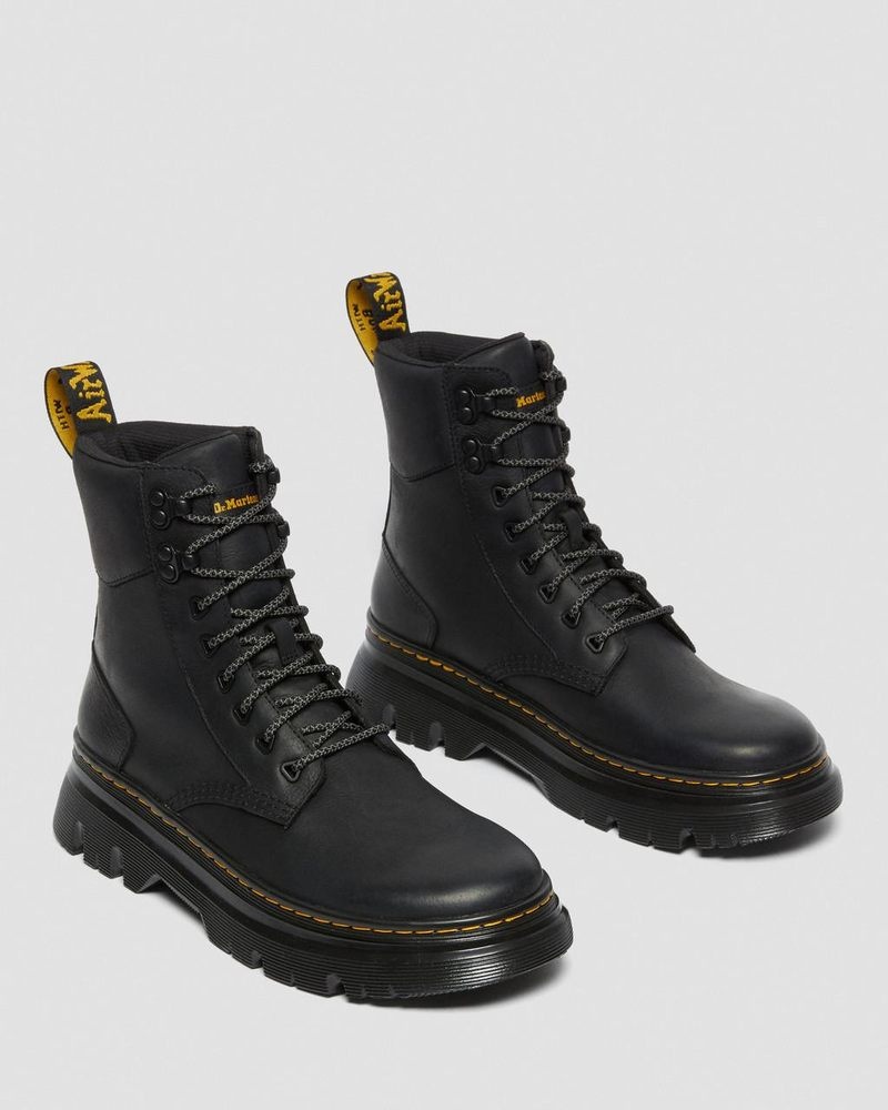 Black Dr Martens Tarik Wyoming Leather Utility Boots (Wyoming) Boots | UL63-A8PC