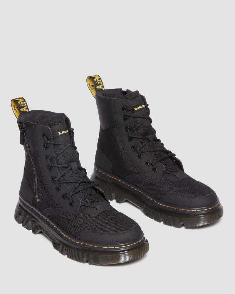 Black Dr Martens Tarik Zip Poly & Leather Utility Boots (Ajax + Extra Tough 50/50 + Hydro) Boots | PK79-F6SP