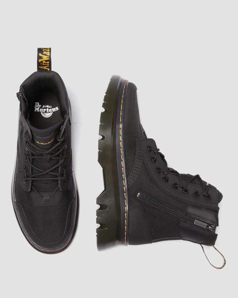 Black Dr Martens Tarik Zip Poly & Leather Utility Boots (Ajax + Extra Tough 50/50 + Hydro) Boots | PK79-F6SP