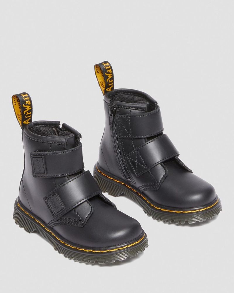 Black Dr Martens Toddler 1460 Double Strap Leather Boots (Romario) Boots | JC08-B7DC