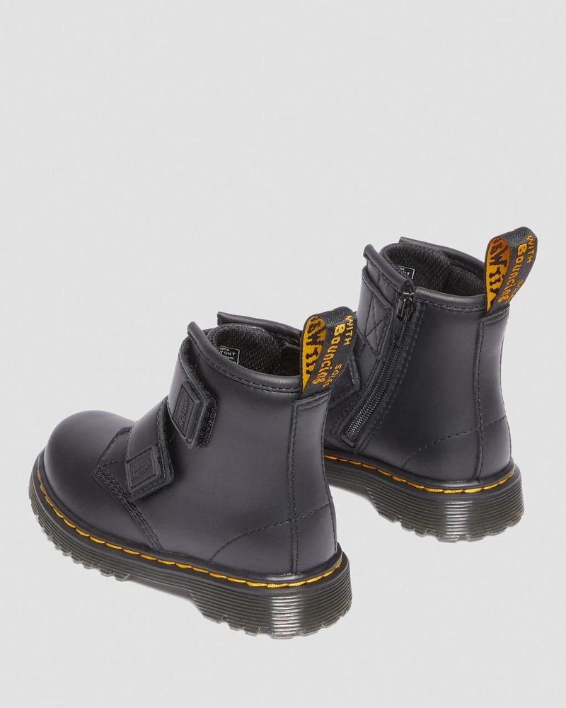 Black Dr Martens Toddler 1460 Double Strap Leather Boots (Romario) Boots | JC08-B7DC