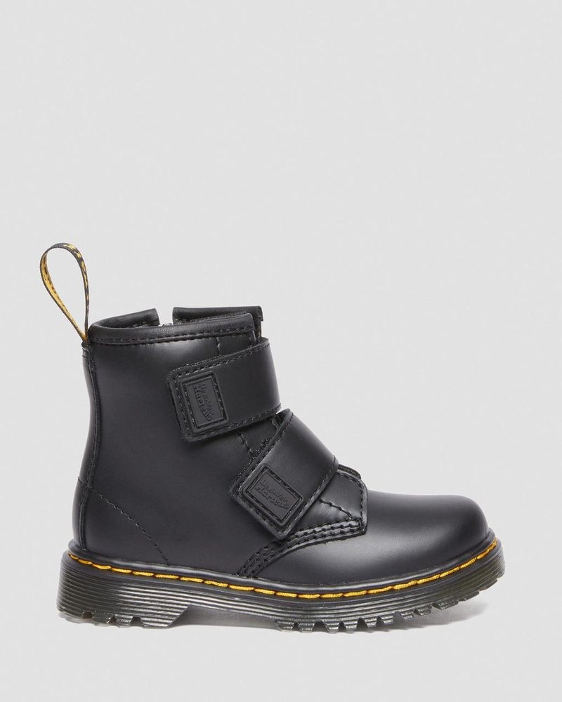 Black Dr Martens Toddler 1460 Double Strap Leather Boots (Romario) Boots | JC08-B7DC