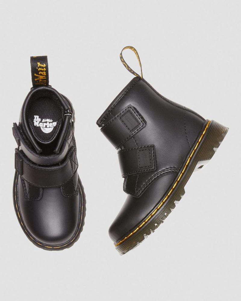 Black Dr Martens Toddler 1460 Double Strap Leather Boots (Romario) Boots | JC08-B7DC