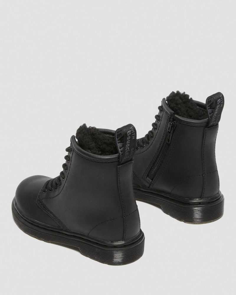 Black Dr Martens Toddler 1460 Faux Fur Lined Boots (Republic Waterproof) Boots | GX20-E7JF