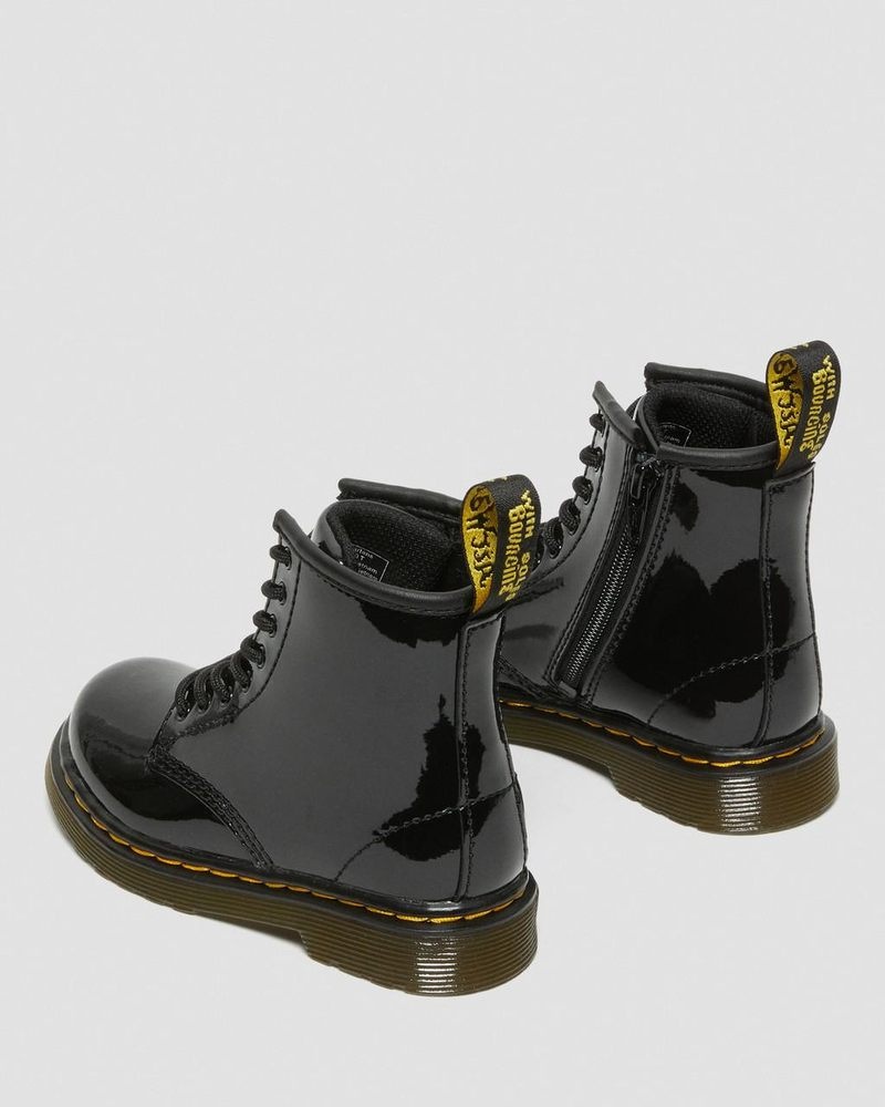 Black Dr Martens Toddler 1460 Patent Leather Lace Up Boots (Patent Leather) Boots | DB50-O2AU