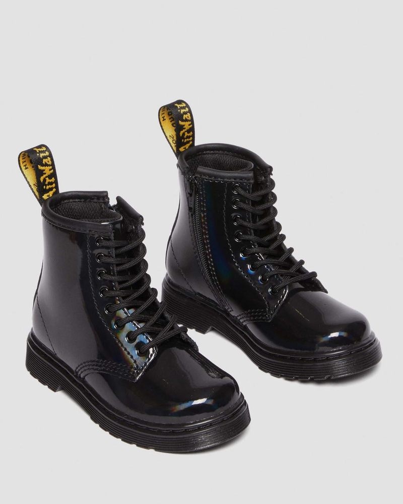 Black Dr Martens Toddler 1460 Rainbow Patent Leather Lace Up Boots (Rainbow Patent) Boots | MI96-A8YZ