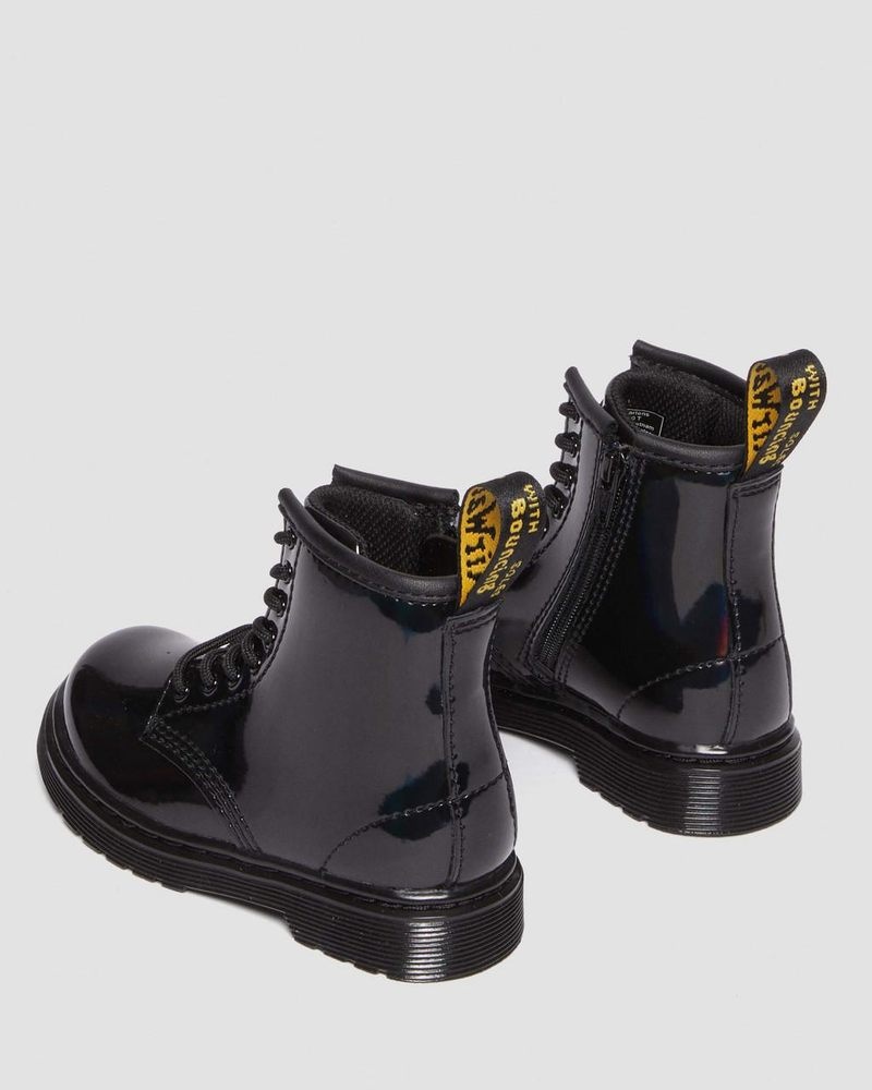 Black Dr Martens Toddler 1460 Rainbow Patent Leather Lace Up Boots (Rainbow Patent) Boots | MI96-A8YZ