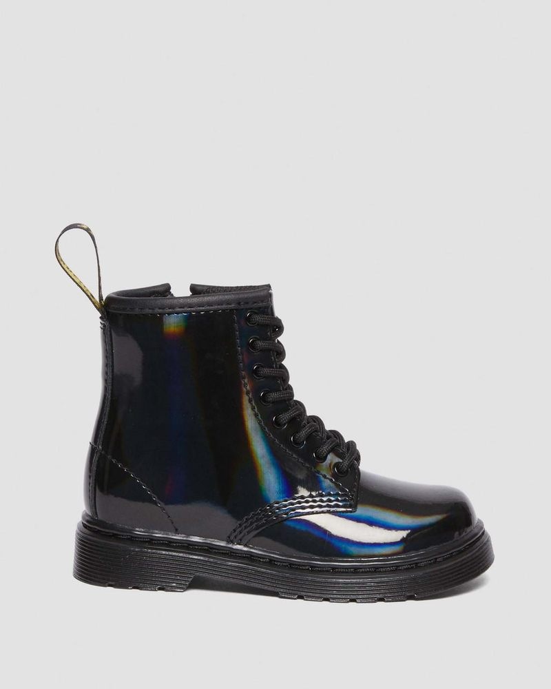 Black Dr Martens Toddler 1460 Rainbow Patent Leather Lace Up Boots (Rainbow Patent) Boots | MI96-A8YZ