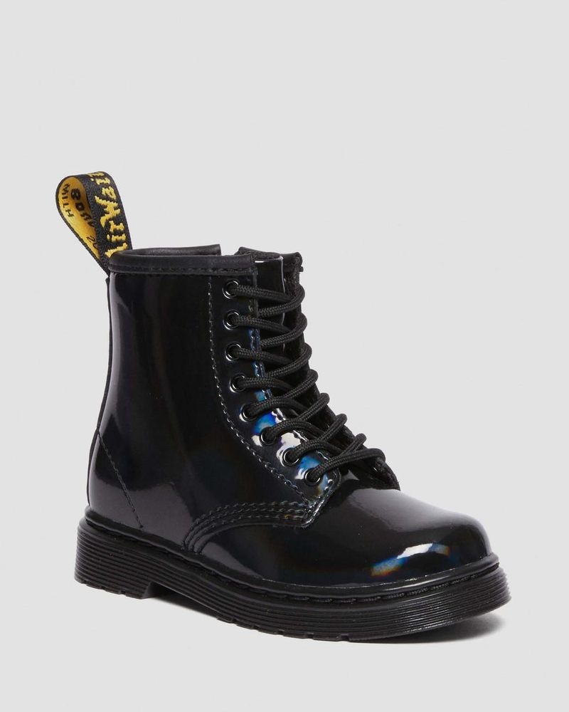 Black Dr Martens Toddler 1460 Rainbow Patent Leather Lace Up Boots (Rainbow Patent) Boots | MI96-A8YZ