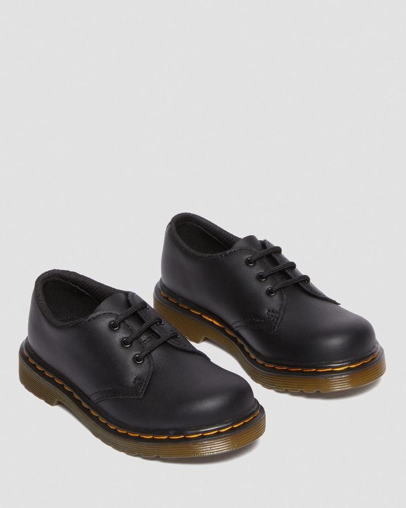 Black Dr Martens Toddler 1461 Softy T Leather Oxford Shoes (Softy T) Shoes | BX41-F1QS