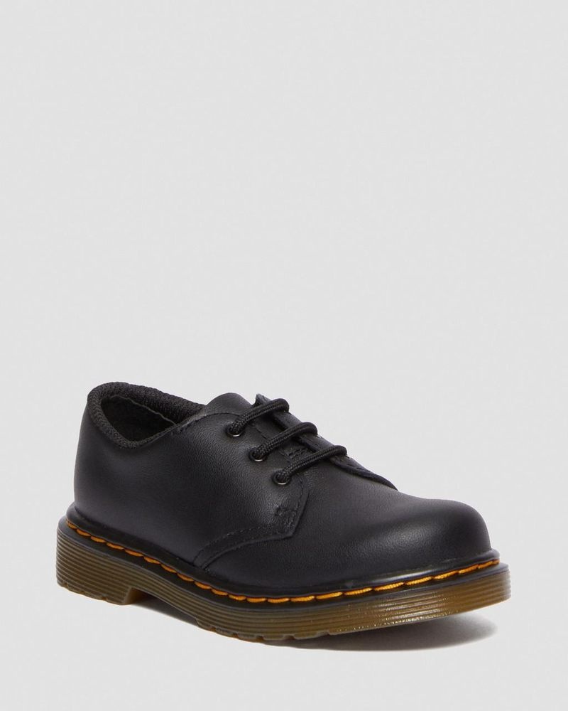 Black Dr Martens Toddler 1461 Softy T Leather Oxford Shoes (Softy T) Shoes | BX41-F1QS