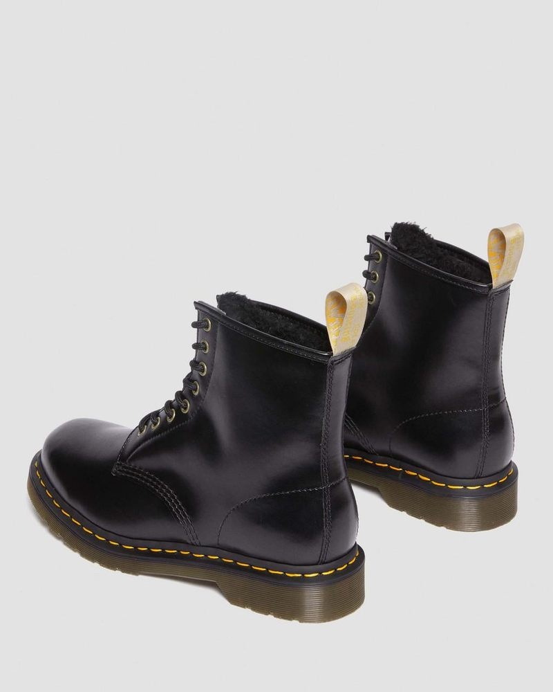 Black Dr Martens Vegan 1460 Faux Fur Lined Lace Up Boots (Norfolk Vegan) Boots | BW75-M4EI