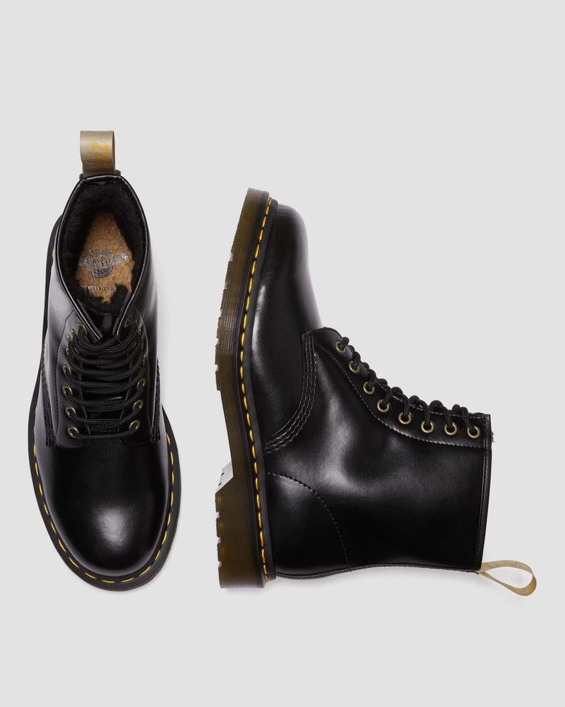 Black Dr Martens Vegan 1460 Faux Fur Lined Lace Up Boots (Norfolk Vegan) Boots | BW75-M4EI