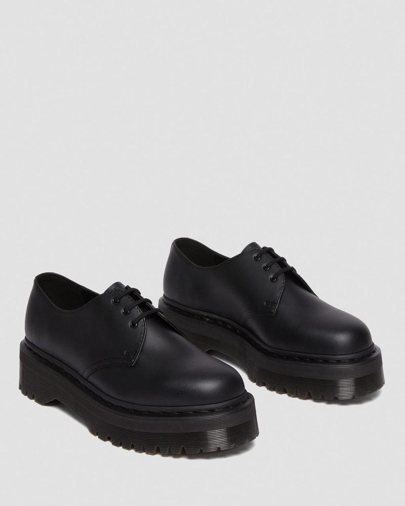 Black Dr Martens Vegan 1461 Mono Felix Platform Shoes (Felix Rub Off) Platforms Shoes | MG85-T1AR