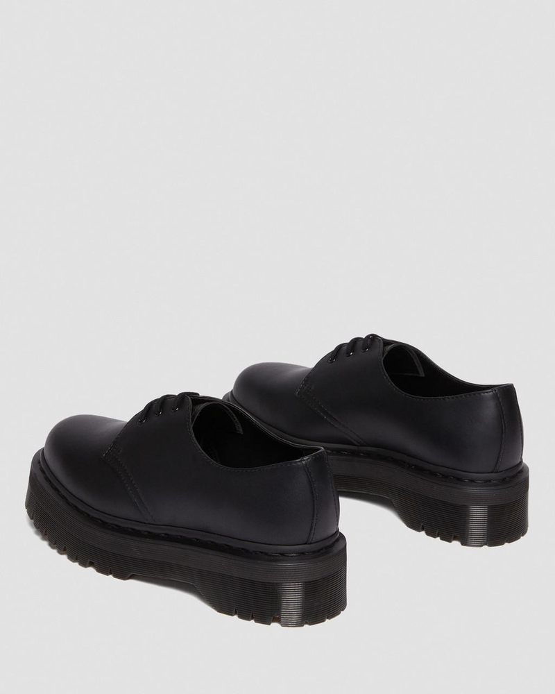 Black Dr Martens Vegan 1461 Mono Felix Platform Shoes (Felix Rub Off) Platforms Shoes | MG85-T1AR