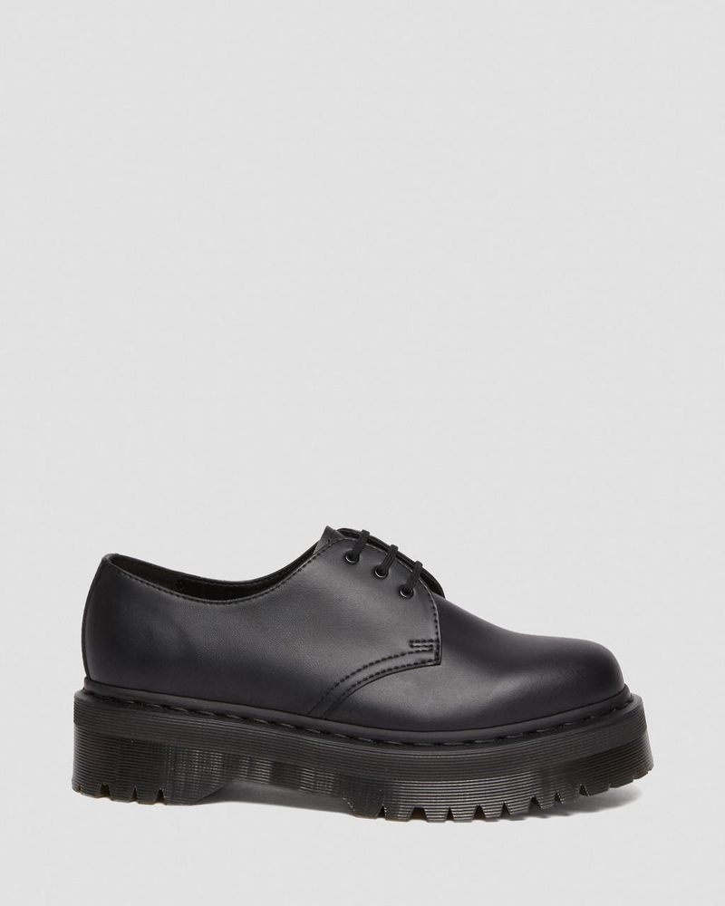 Black Dr Martens Vegan 1461 Mono Felix Platform Shoes (Felix Rub Off) Platforms Shoes | MG85-T1AR