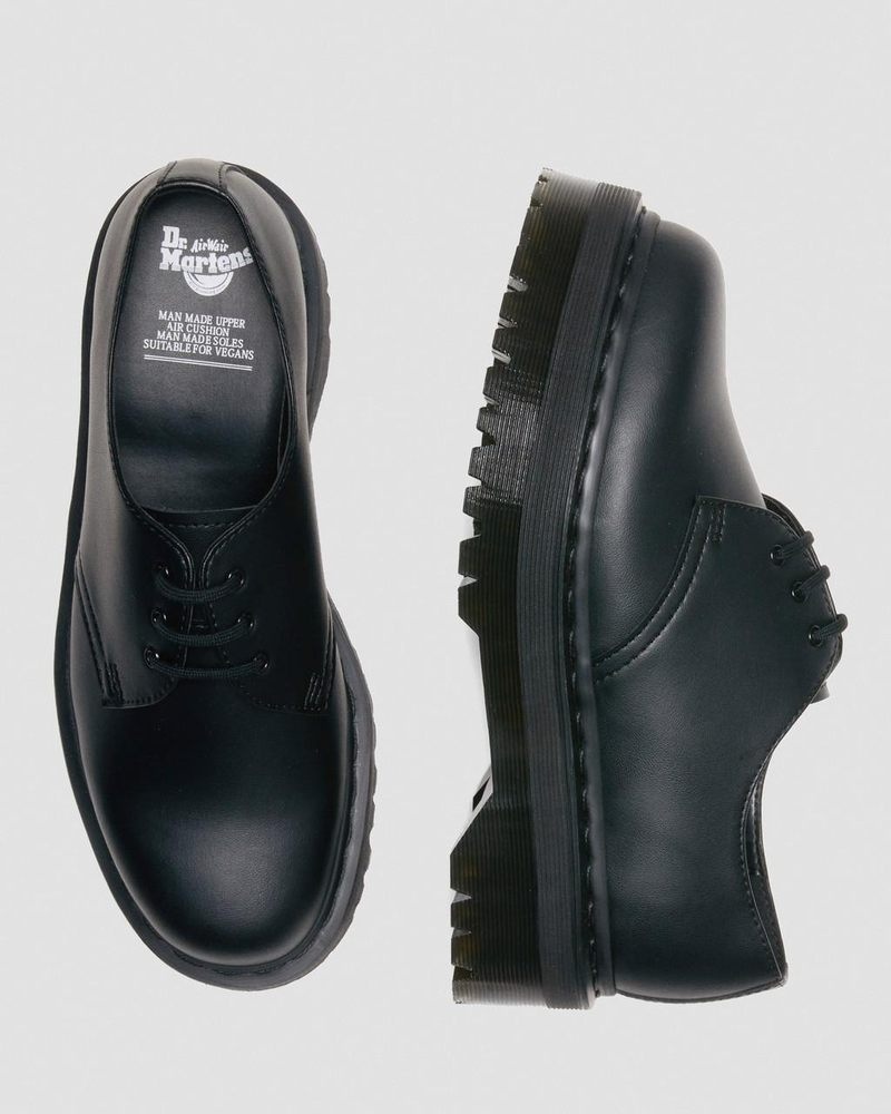 Black Dr Martens Vegan 1461 Mono Felix Platform Shoes (Felix Rub Off) Platforms Shoes | MG85-T1AR