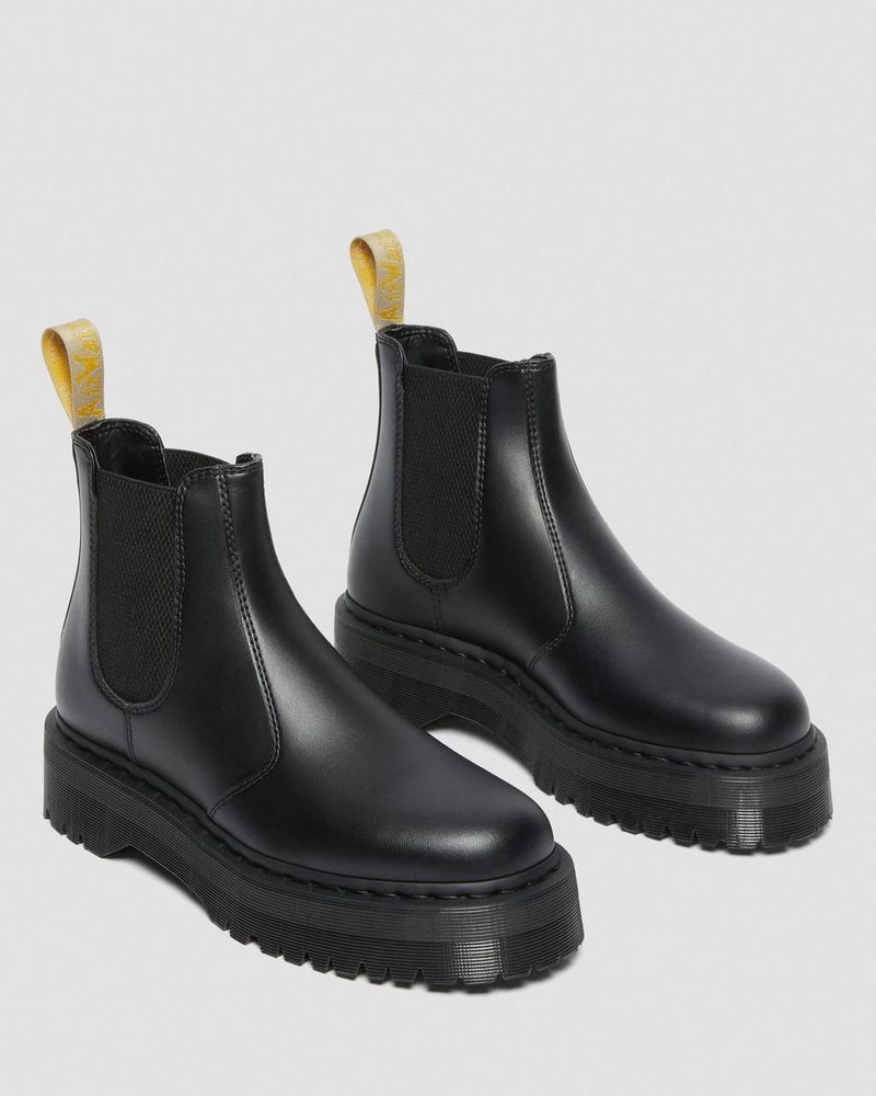 Black Dr Martens Vegan 2976 Felix Platform Chelsea Boots (Felix Rub Off) Platforms Boots | YP95-M5JU