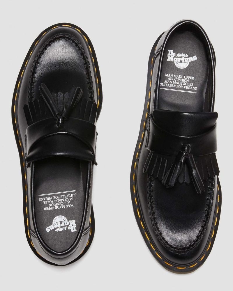 Black Dr Martens Vegan Adrian Felix Tassel Loafers (Felix Rub Off) Shoes | FX71-X9GS