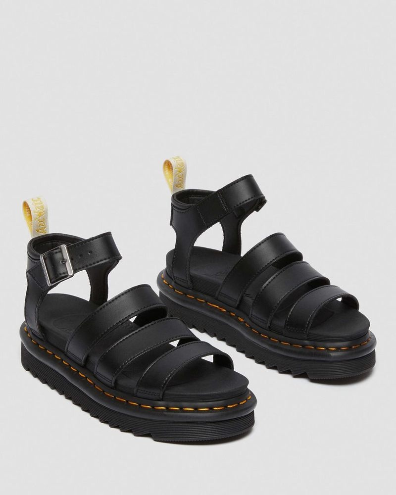 Black Dr Martens Vegan Blaire - Felix Gladiator Sandals (Felix Rub Off) Platforms Sandals | GN07-H3XA