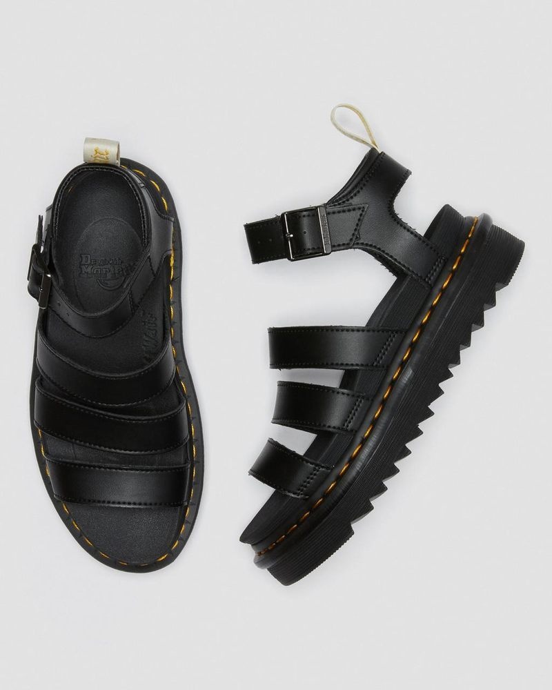 Black Dr Martens Vegan Blaire - Felix Gladiator Sandals (Felix Rub Off) Platforms Sandals | GN07-H3XA