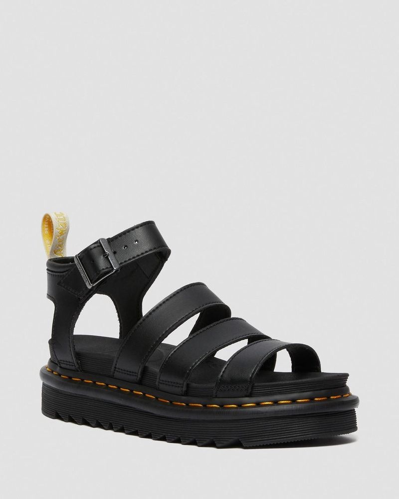 Black Dr Martens Vegan Blaire - Felix Gladiator Sandals (Felix Rub Off) Platforms Sandals | GN07-H3XA