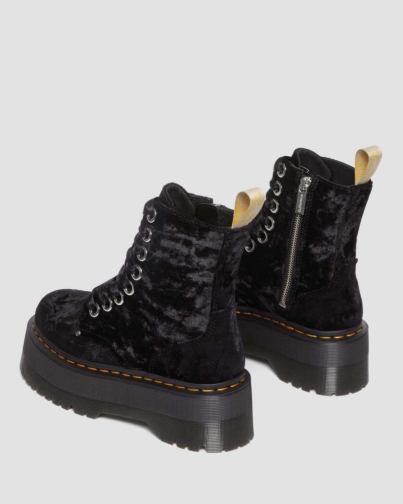 Black Dr Martens Vegan Jadon Boot Max Crushed Velvet Platforms (Crushed Velvet) Platforms Boots | DN17-P5HH