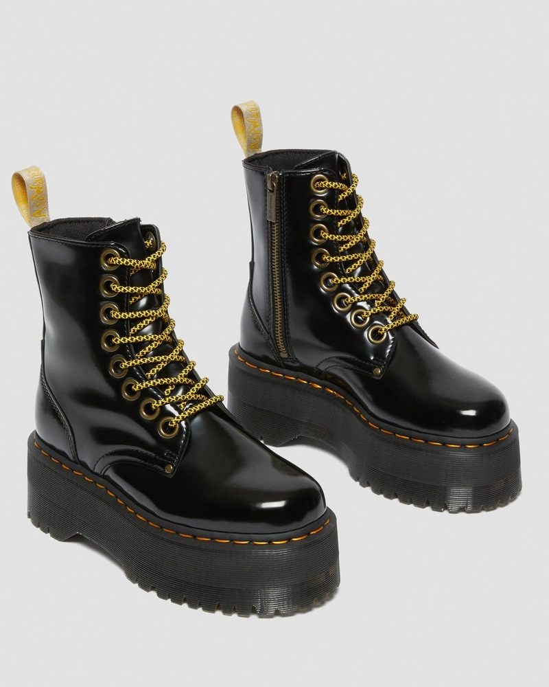 Black Dr Martens Vegan Jadon Boot Max Platforms (Oxford) Platforms Boots | JW30-G9VT