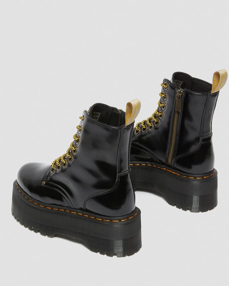 Black Dr Martens Vegan Jadon Boot Max Platforms (Oxford) Platforms Boots | JW30-G9VT