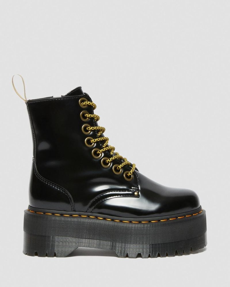 Black Dr Martens Vegan Jadon Boot Max Platforms (Oxford) Platforms Boots | JW30-G9VT