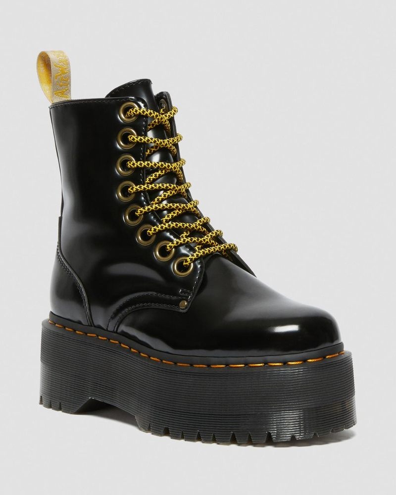 Black Dr Martens Vegan Jadon Boot Max Platforms (Oxford) Platforms Boots | JW30-G9VT