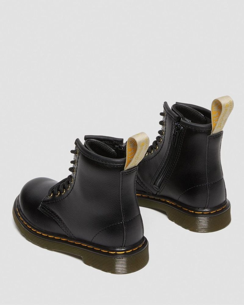 Black Dr Martens Vegan Toddler 1460 Lace Up Boots (Newbury Tumble) Boots | RU63-T5TH