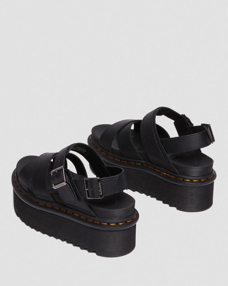 Black Dr Martens Voss II Athena Leather Strap Platform Sandals (Athena) Platforms Sandals | JC03-I0TA