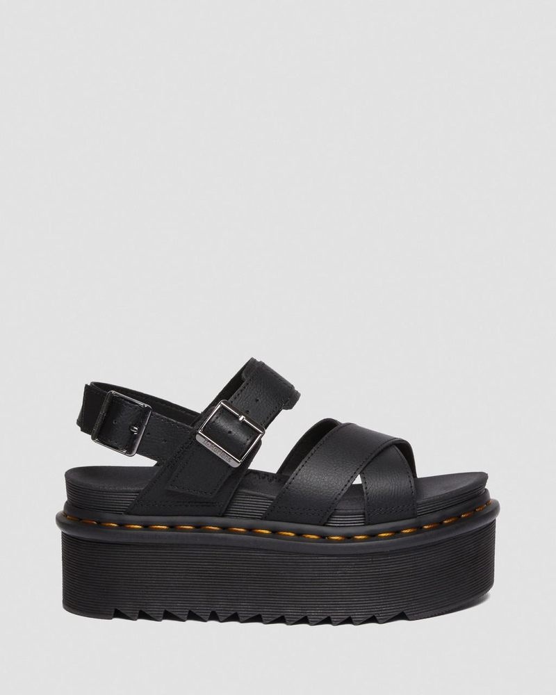 Black Dr Martens Voss II Athena Leather Strap Platform Sandals (Athena) Platforms Sandals | JC03-I0TA