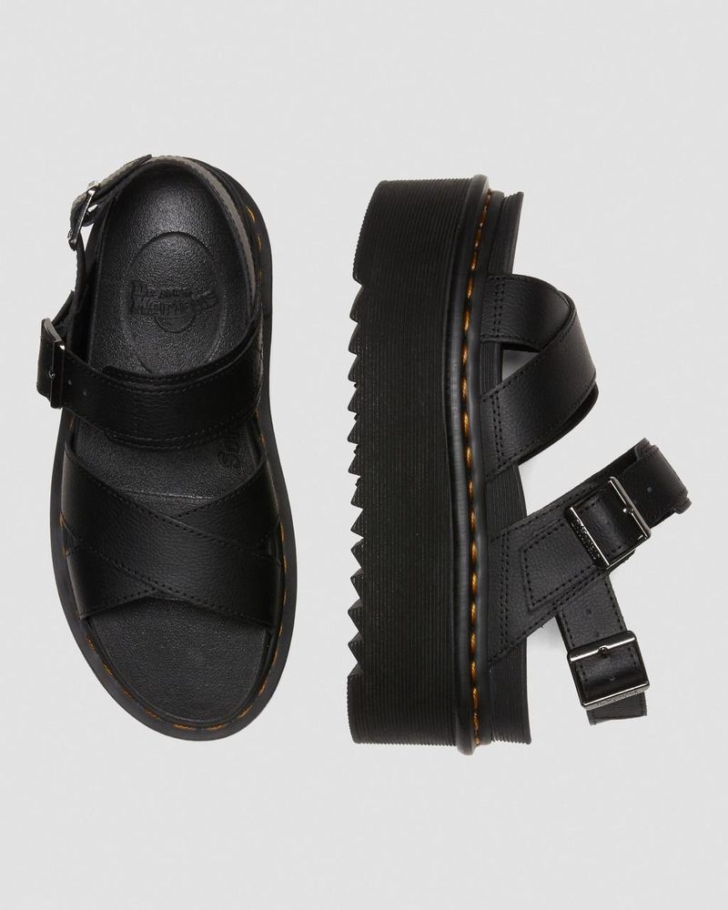 Black Dr Martens Voss II Athena Leather Strap Platform Sandals (Athena) Platforms Sandals | JC03-I0TA