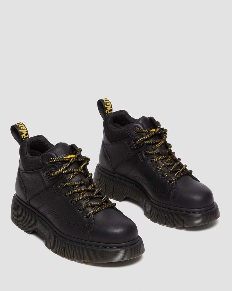 Black Dr Martens Woodard Grizzly Leather Low Casual Boots (Grizzly) Platforms Boots | DP17-S0LL