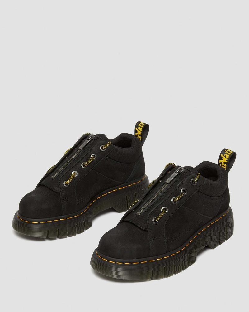 Black Dr Martens Woodard Tumbled Nubuck Leather Low Casual Boots (Titan) Shoes | MC89-D8QN