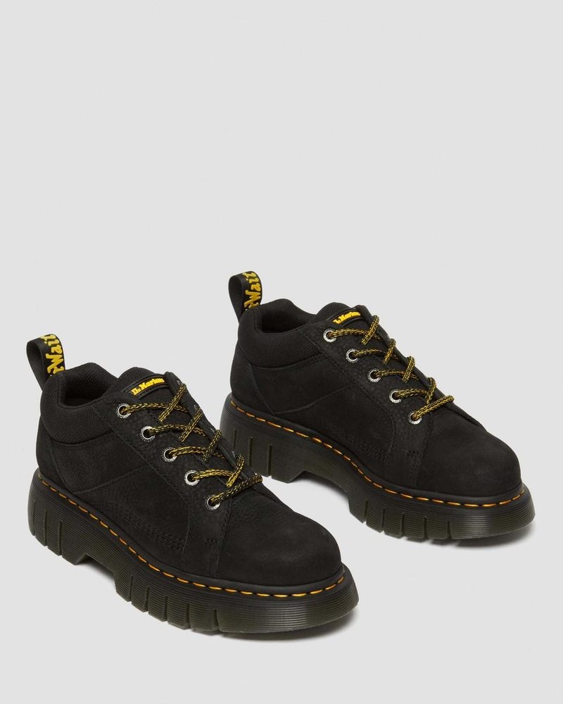 Black Dr Martens Woodard Tumbled Nubuck Leather Low Casual Boots (Titan) Shoes | MC89-D8QN