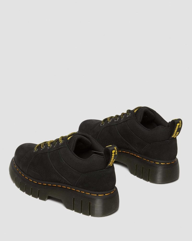 Black Dr Martens Woodard Tumbled Nubuck Leather Low Casual Boots (Titan) Shoes | MC89-D8QN