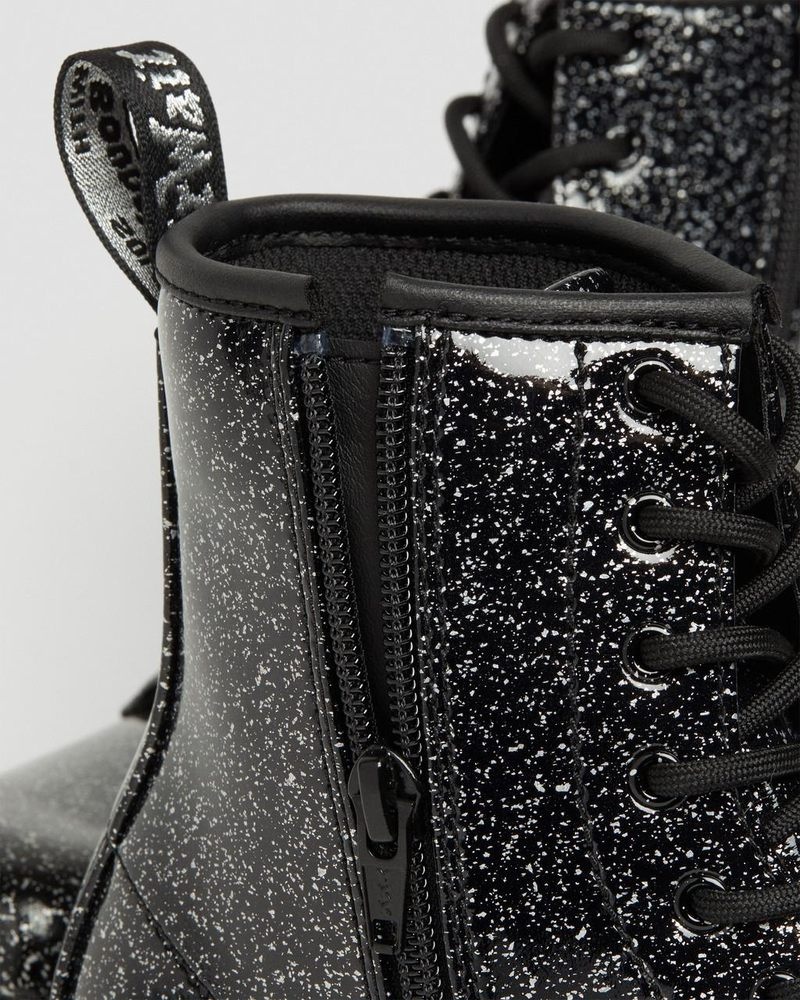 Black Dr Martens Youth 1460 Glitter Lace Up Boots (Cosmic Glitter) Boots | LG37-L9BG