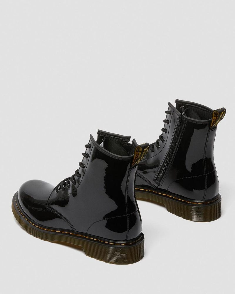 Black Dr Martens Youth 1460 Patent Leather Lace Up Boots (Patent Leather) Boots | MW53-I9IG