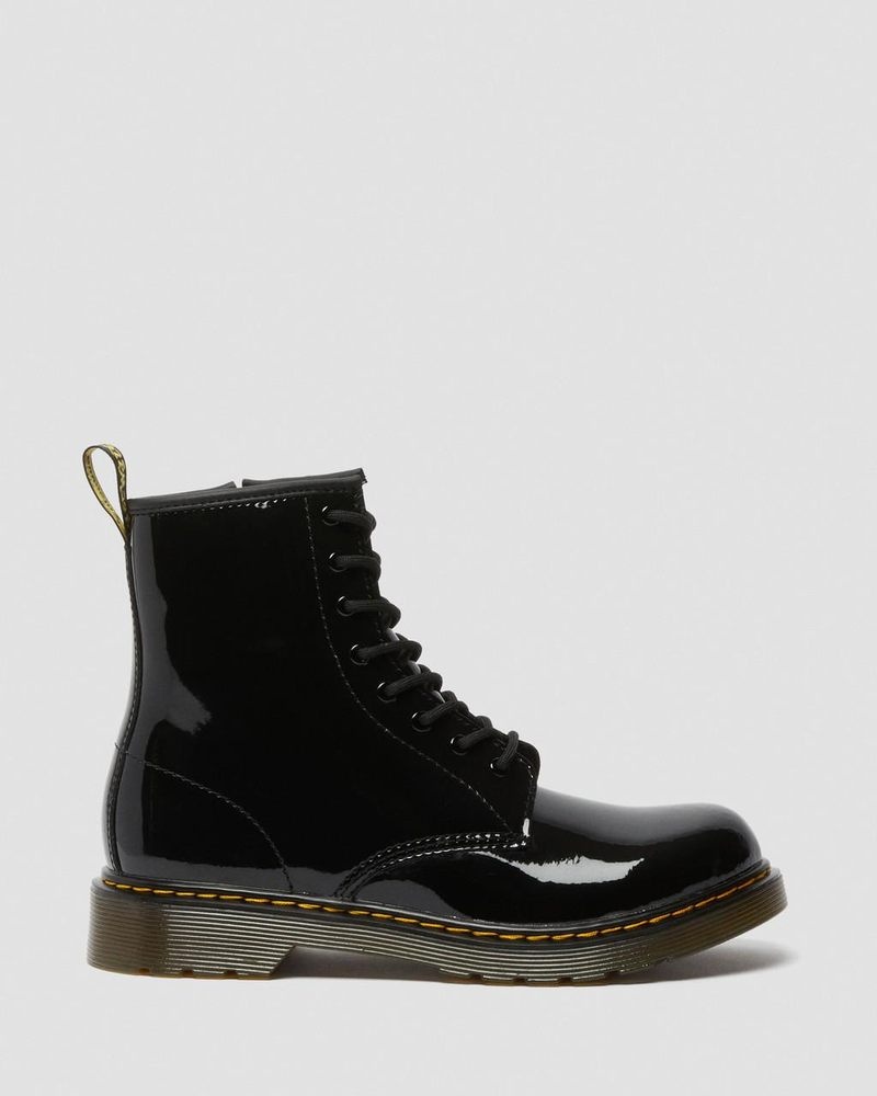 Black Dr Martens Youth 1460 Patent Leather Lace Up Boots (Patent Leather) Boots | MW53-I9IG