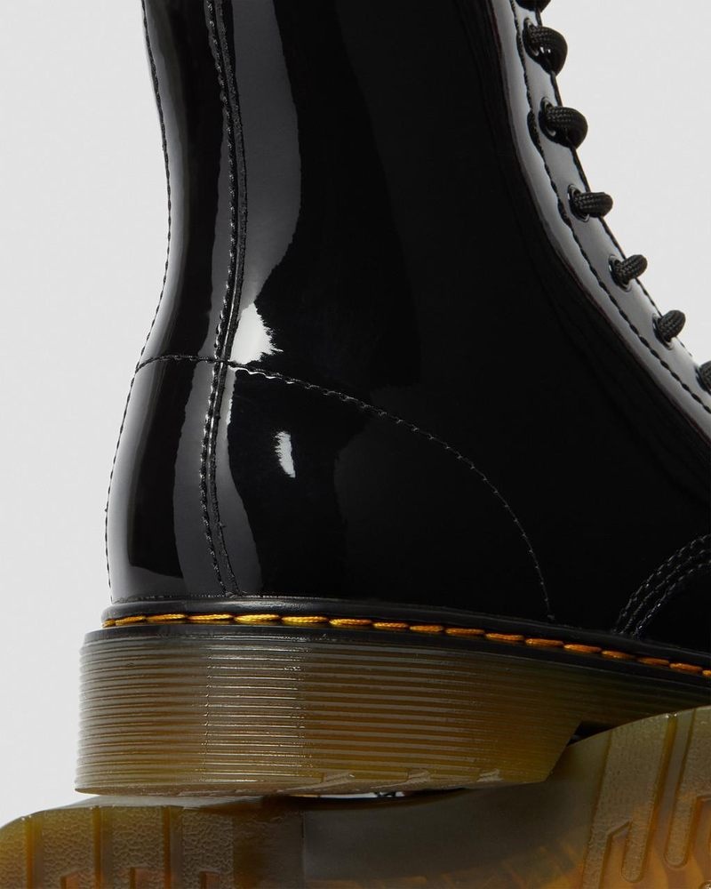 Black Dr Martens Youth 1460 Patent Leather Lace Up Boots (Patent Leather) Boots | MW53-I9IG